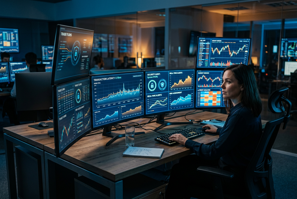 A futuristic financial dashboard displaying real-time casino payout statistics and security metrics.